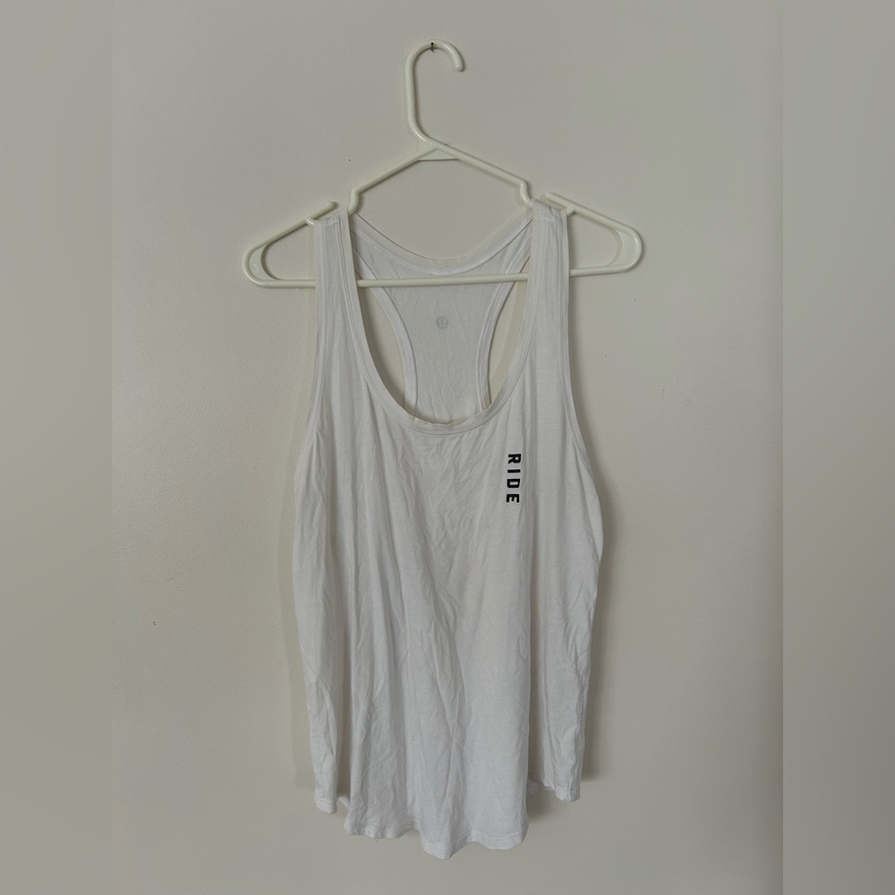 Lululemon Love Tank White “RIDE” Size 8